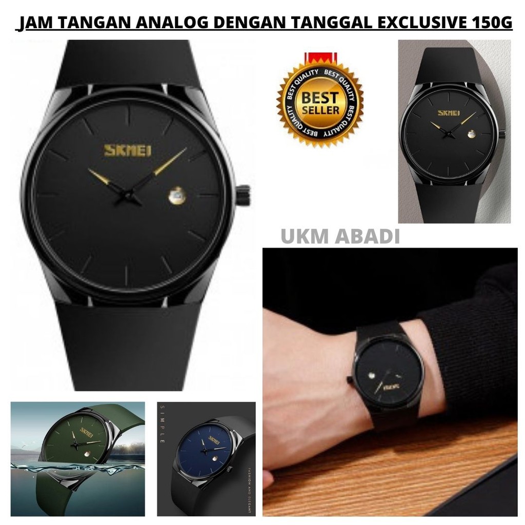 Jam Tangan Analog Dengan Tanggal Exclusive 150G Hitam 111101