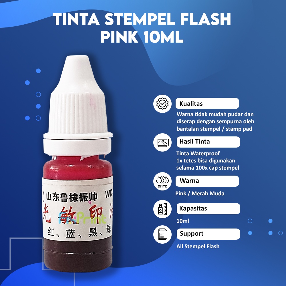 Refill Stamp Ink Waterproof Pink 10 ml,Tinta Stempel Flash Pink 10ml New