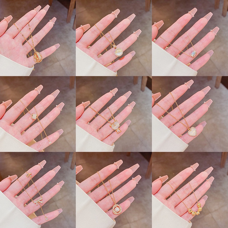 Kalung Choker Bahan Titanium Aksen Mutiara Untuk Wanita