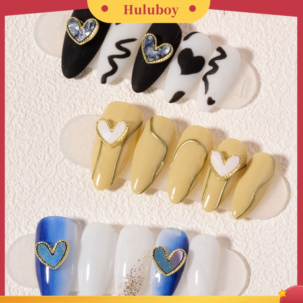 Huluboy Huluboy♡ 10pcs / Set Ornamen Bor Kuku 3D Bentuk Hati Peach Untuk Dekorasi Nail Art Salon