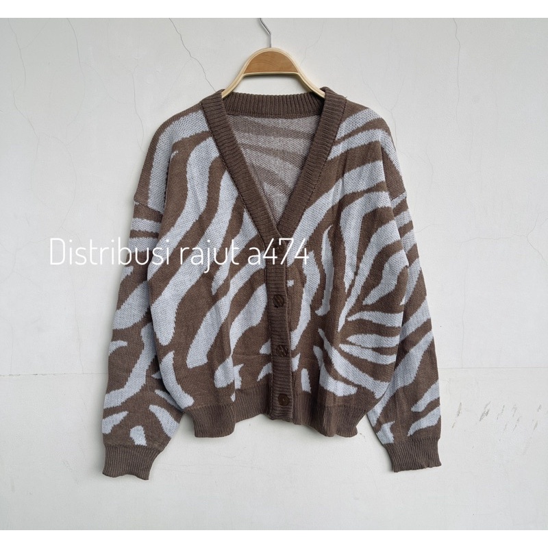 DAYLEE CARDY CARDIGAN RAJUT MOTIF ZEBRA WANITA