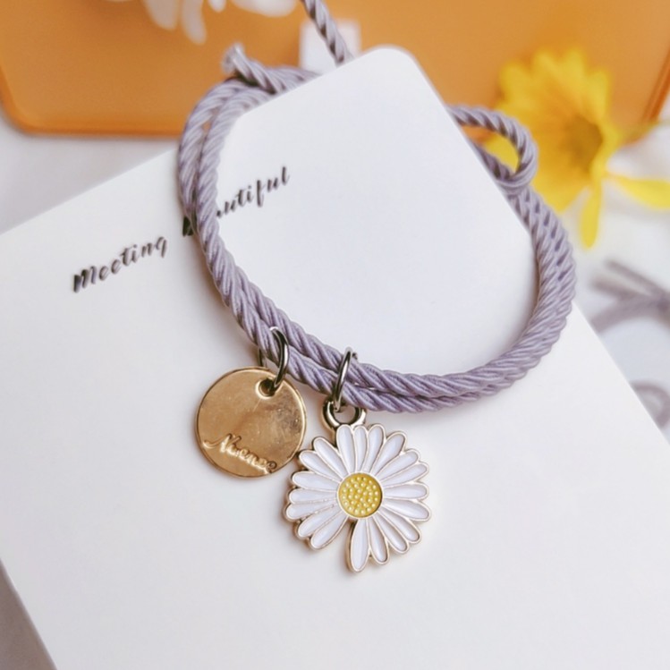 Gelang ikat rambut Daisy Sunflower Sakura elastis awet Gaya Korea-Daisy