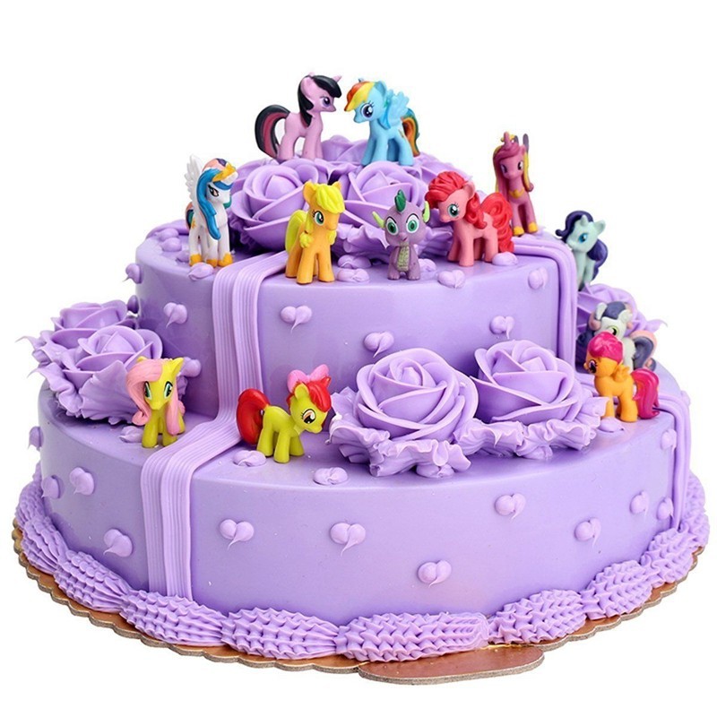 12 Pcs/set Anime My Little Pony Action Figure PVC Mini Pony Boneka Mainan Hiasan Kue Anak Perempuan Mainan Hadiah