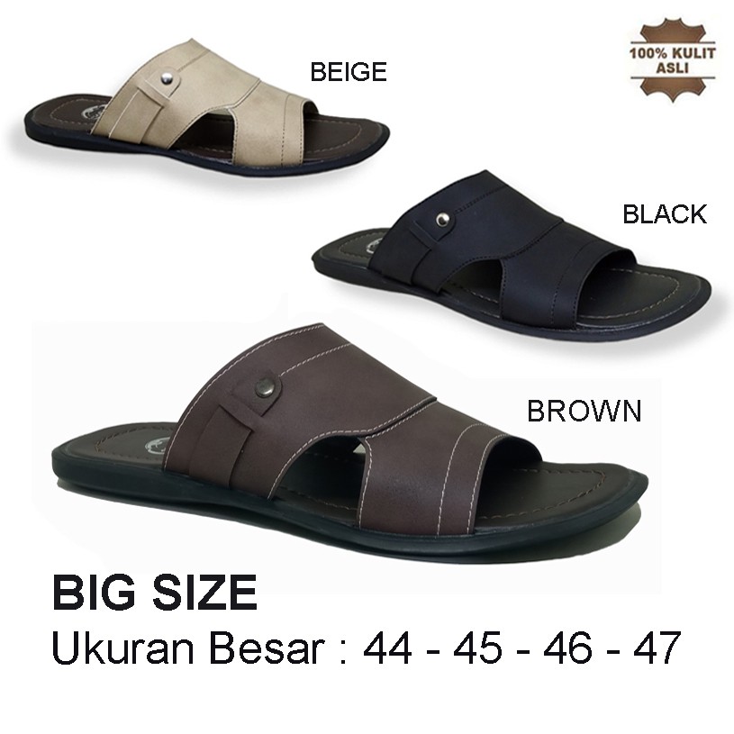 sandal pria slide kulit slipper MLZ-05 sendal cowok laki2 ukuran besar-jumbo-big size ORIGINAL