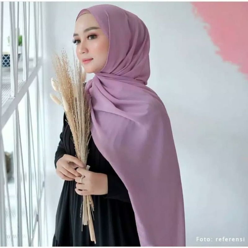 (200x75) Pashmina JUMBO SYARI JAHIT TEPI / Pashmina panjang /-7