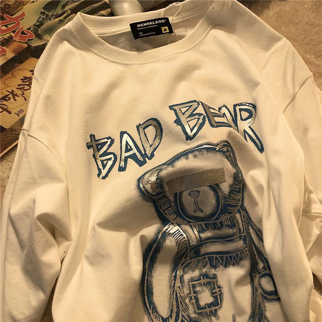 [littlecrab] Kaos Oversize Bad Bear Hitam Putih Biru Beruang Jahat Trick Or Treat Design By Senseless T-shirt Couple Unisex Lucu Unik Berkualitas Swag Street Korean Style