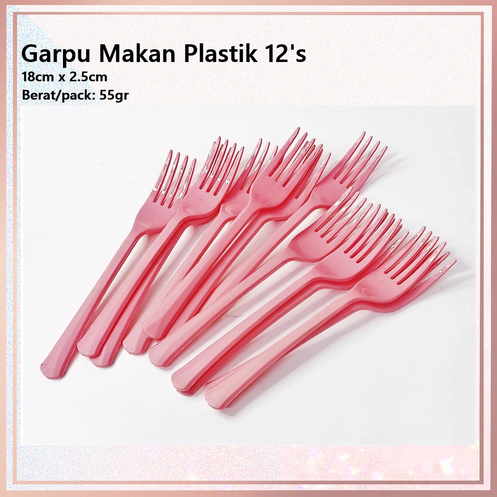 Garpu Makan/Garpu Pesta/Garpu Satu Kali Pakai Plastik 18cm 12pcs/pack