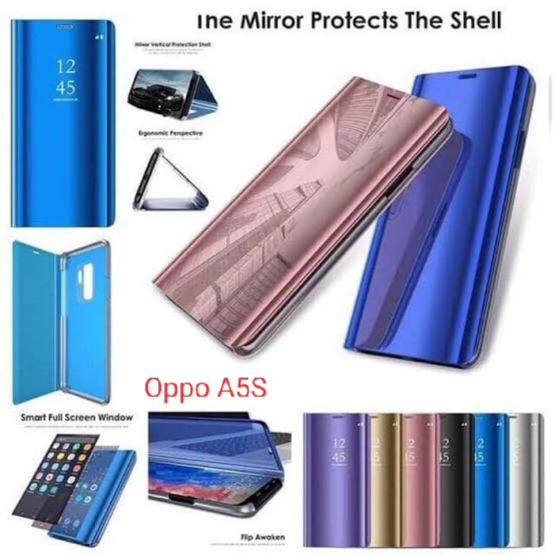 FLIP COVER MIRROR / CLEAR VIEW STANDING OPPO A5S/A12/F9