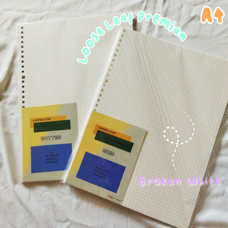 

LOOSE LEAF PREMIUM BROKEN WHITE A4 GRID/DOTTED