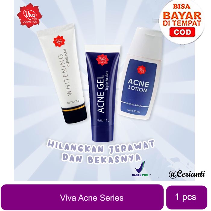 [ACNE SERIES] [BPOM] Viva Acne Gel 15g / Lotion 30ml Triple Action | Whitening Cream Bekas Jerawat_Cerianti