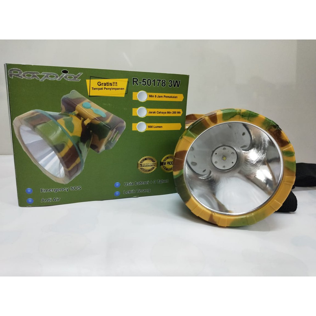 SENTER KEPALA TENTARA R-50178 RAPID 2800 MAH/ SENTER KEPALA/ SENTER PROMO