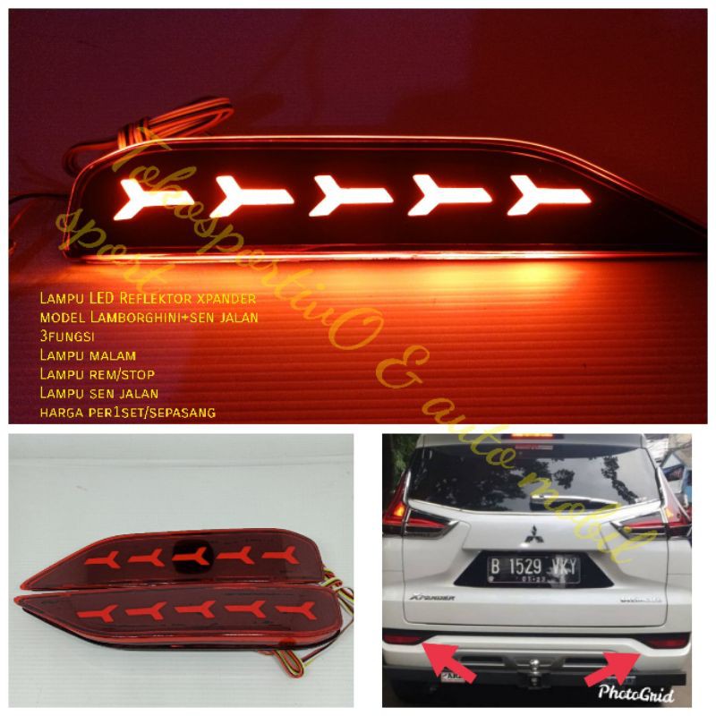 Lampu LED Reflektor bumper belakang / mata kucing Mitsubishi Xpander model Lamborghini LED merah