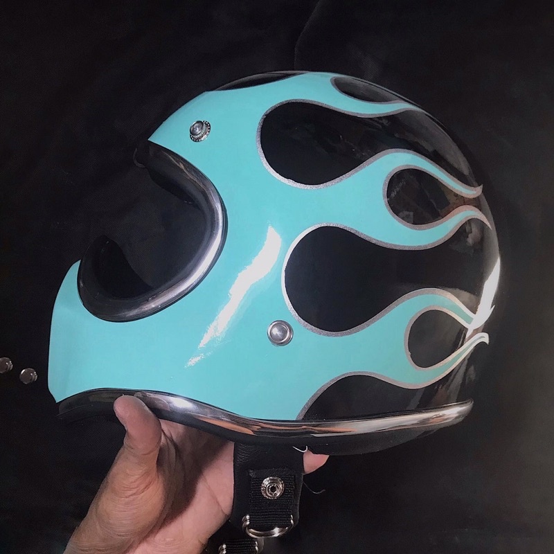 Cakil Custom Mint Flame - Helm Custom