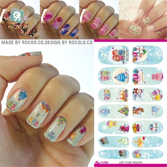 Water Transfer Nail Foil Sticker Art Merry Christmas Cute Light Blue Cartoon