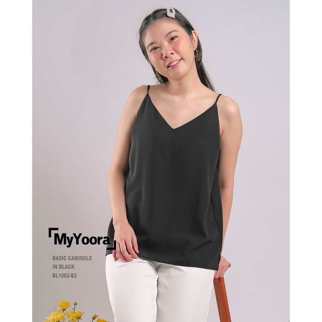 MyYoora Basic Camisole Tank Top Tanktop Cami Wanita BL1082-BLACK-Adjustable