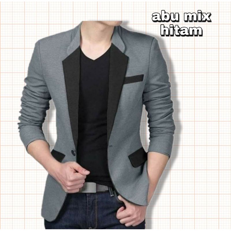 Blazer abu kombinasi hitam