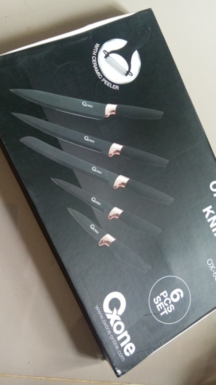 [ Oxone ] Pisau Set Marble Oxone Ox 609n - Black Marble Serie 6pcs