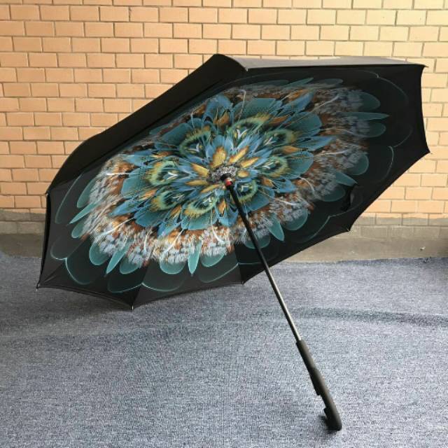 Payung Terbalik Kazbrella Gagang C Motif