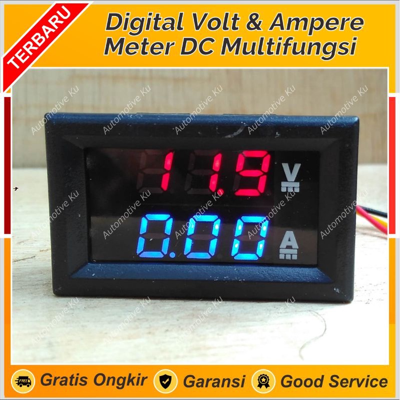 DIGITAL VOLTMETER / VOLT + AMPERE METER 2 IN 1 MULTIFUNGSI 12V DC: PENGUKUR SUPLAY ARUS ADAPTOR, PEN