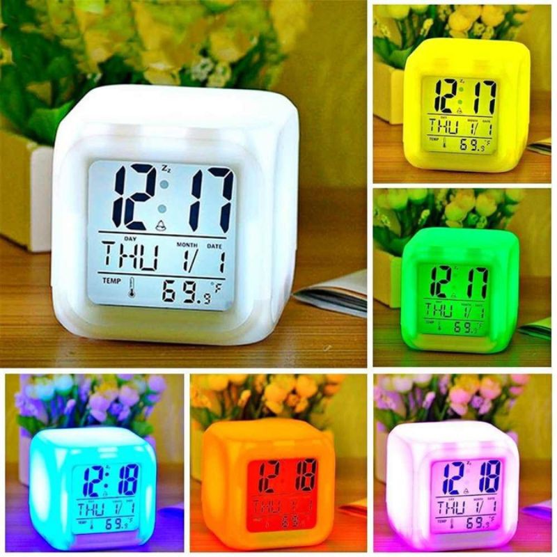 JAM ALARM DIGITAL LED WARNA WARNI FLECO JAM ALARM DIGITAL MULTIFUNGSI