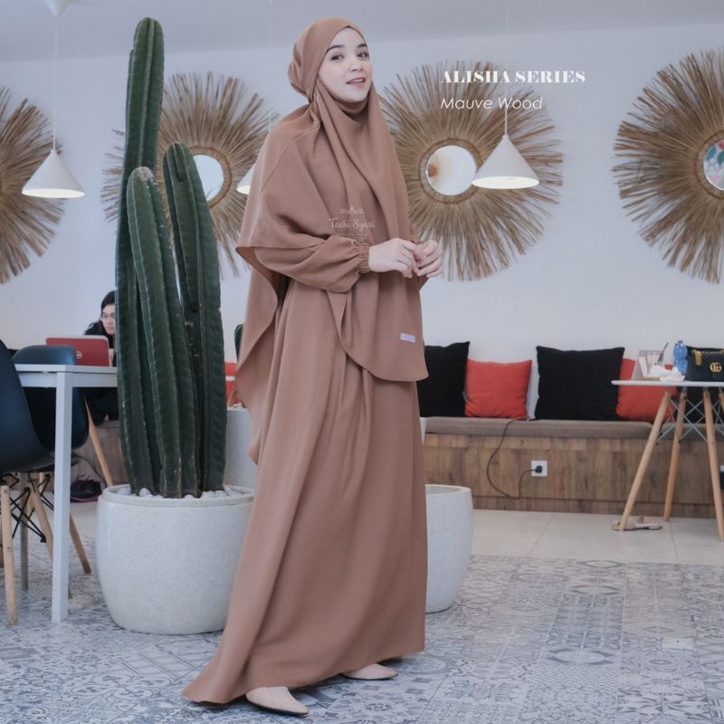 GAMIS SYAR'I ALISHA SET CADAR//GAMIS KHIMAR FRRE CADAR//GAMIS TERBARU