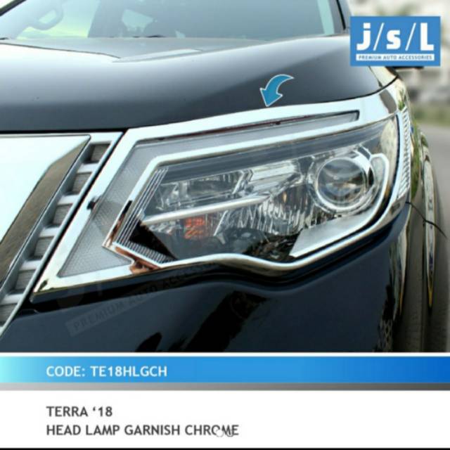 Garnish lampu depan mobil Nissan Terra 2018 Hitam &amp; Chrome / head lamp garnish jsl