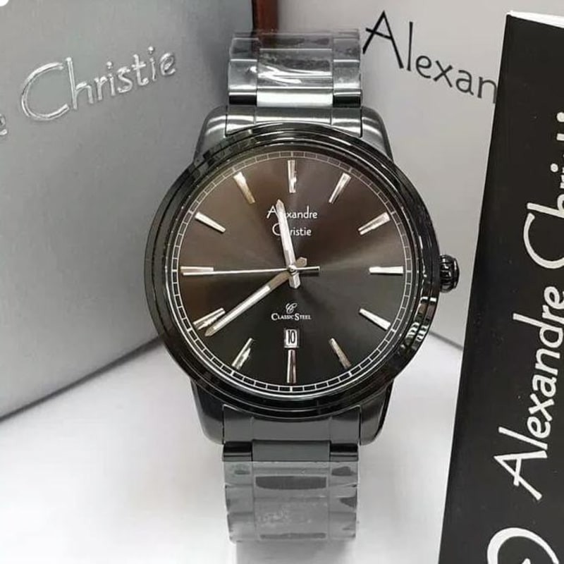 Jam Tangan Pria Alexandre Christie 8556 AC8556 AC 8556 Original Black Garansi Resmi