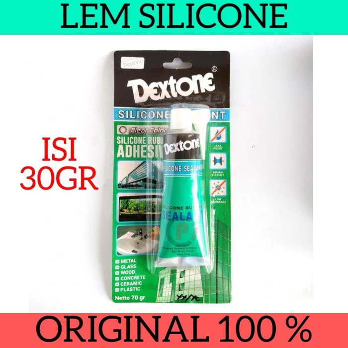 DEXTONE LEM SILICONE Untuk Kaca RUBBER SEALANT Isi 30 GRAM Clear Color
