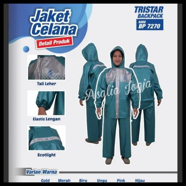 Setelan Jas Hujan Jaket Celana Backpack Remaja Size S - Mantol  Tristar Backpack - Jas hujan dengan tempat ransel 7271