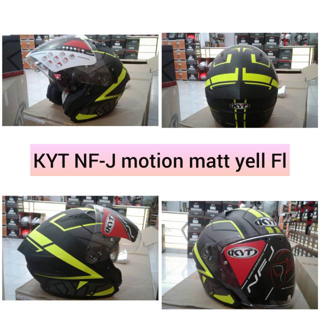 Helm KYT NFJ Motion Matt Yellow Fluo Half Face SNI DOT
