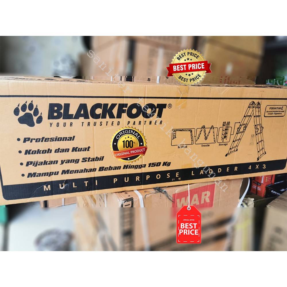 TANGGA LIPAT ALUMUNIUM MULTIFUNGSI-MULTIPURPOSE BLACKFOOT 4 X 3