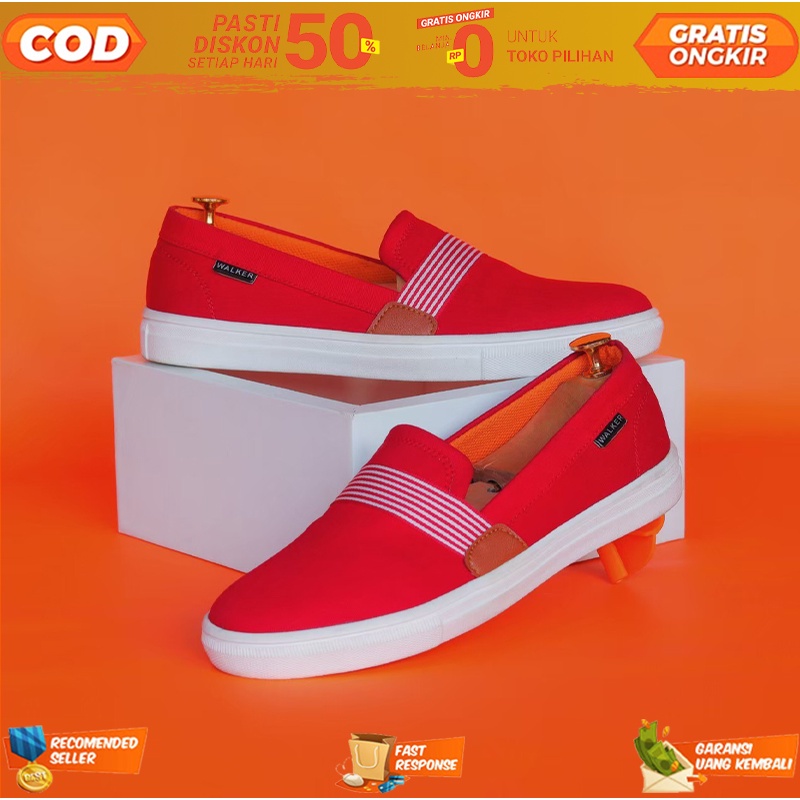 Sneakers Kanvas Slip On Casual Unisex Pria & Wanita Tanpa Tali Original Distro Bandung - Sepatu Ori 