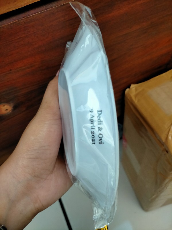 Souvenir Mangkuk Oval Melamin Kemasan Plastik