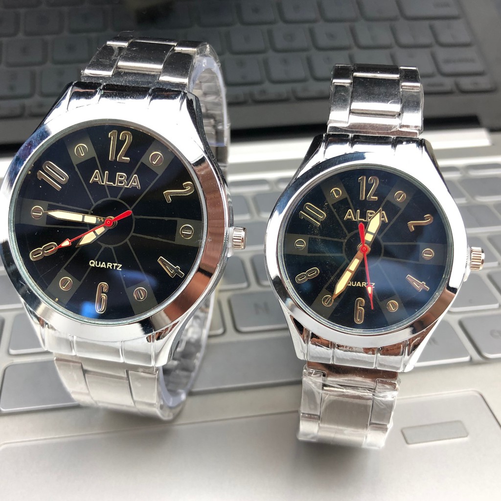 JAM TANGAN COUPLE STAINLESS RANTAI KRISTAS PRENIUMk JAM TANGAN MURAH C22