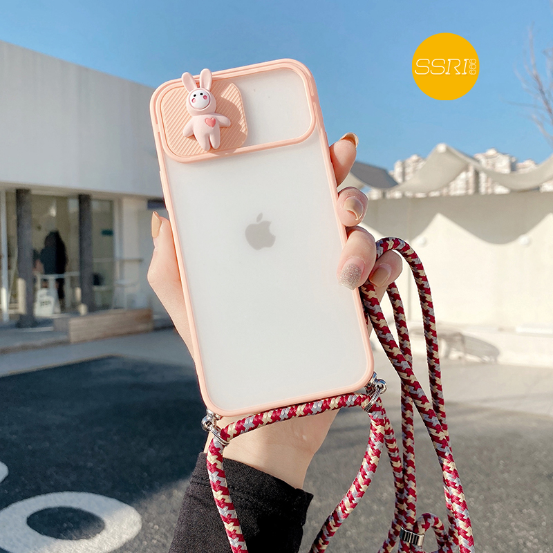 【3D Lens Protection Board】Lanyard Case Tali OPPO RENO4 RENO4F RENO5 A5S A7 A12 A11K A52 A92 A5 A9 A53 A33 A15-Pink