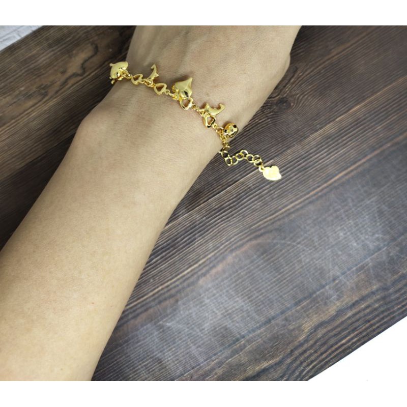 Fifi Fashion Gelang Tangan gantung Lucu Kombinasi Bell Bunyi Lapis Emas Perhiasan Imitasi Gold 18K