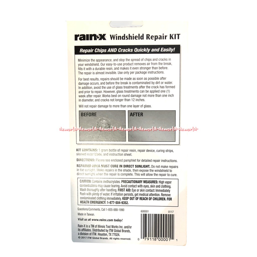 Rainox Windshield Repair Alat Memperbaiki Kaca Mobil Yang Retak Rain.X Rain ox Wind Shield