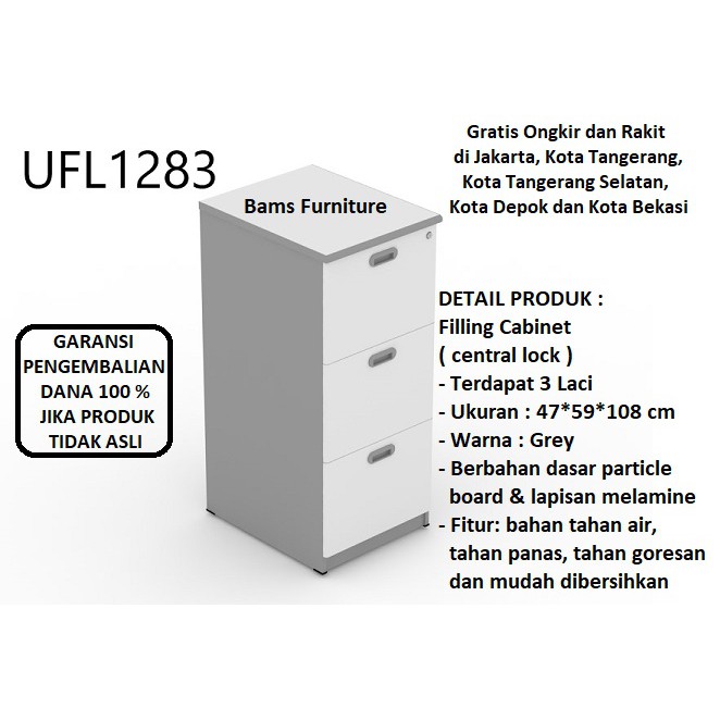 laci kerja laci kantor laci filing kabinet merek uno UFL1283 di jamin ori uk. 47x59x108 cm