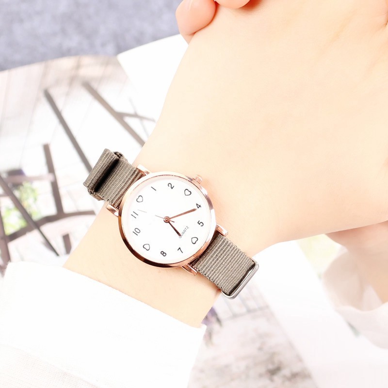 ELFYDO - J173 Jam Tangan Wanita Tali Bahan Canvas Wristwatch Jam Tangan Ter