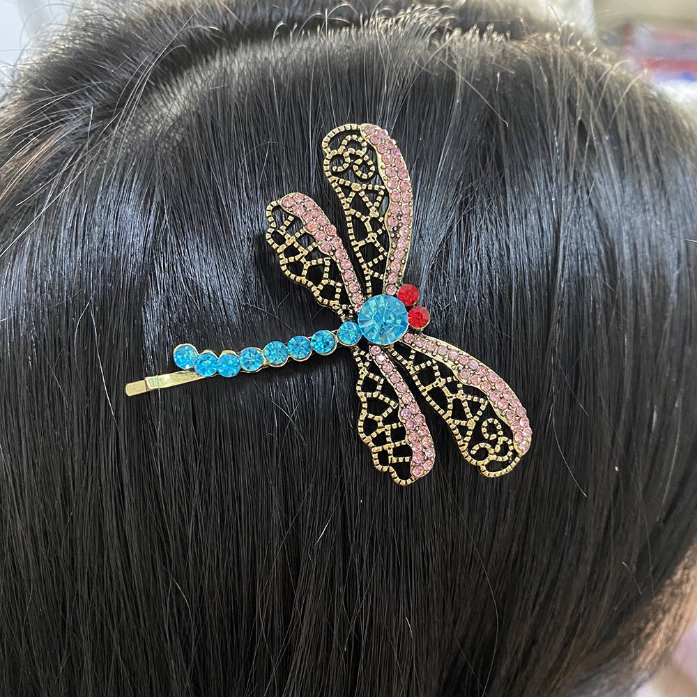 Retro Fashion Crystal Butterfly Hair Clip Premium alloy Jepit Rambut Kupu-Kupu Biru Aksesoris Rambut Wanita Lucu