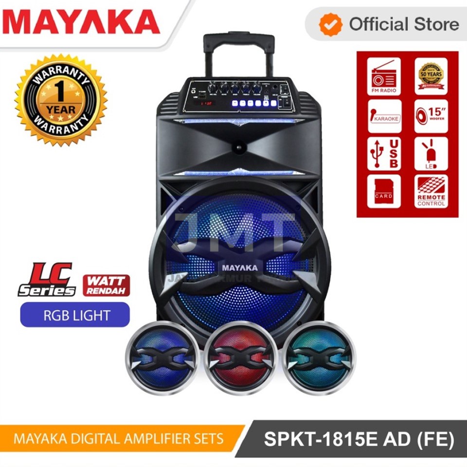 Speaker Portable Active Aktif Wireless Mic Bluetooth 15 inch 15"