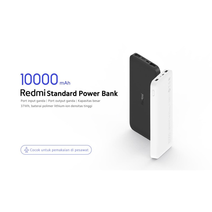 Redmi Power Bank 10000mAh Port Ganda Resmi - Powerbank Xiaomi Mi PB