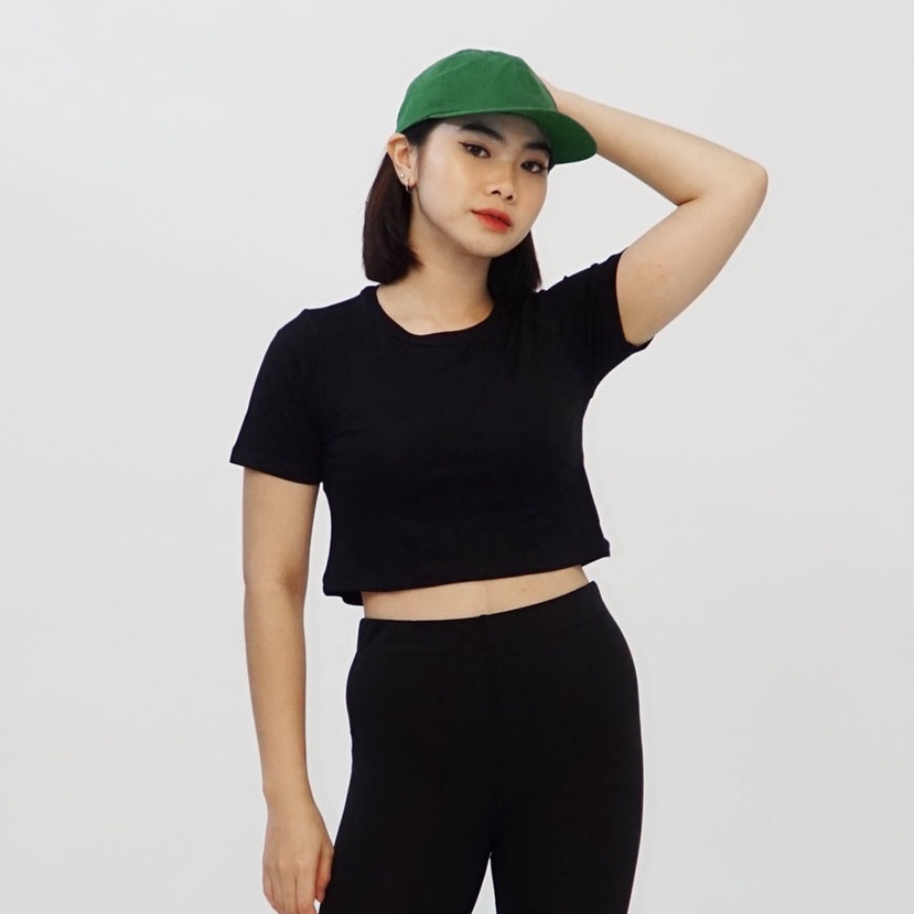 KAOS CROP RAYON BASIC - Baju Atasan Wanita Crop | T-Shirt Lengan Pendek | Crop Top Cewek Polos Bahan