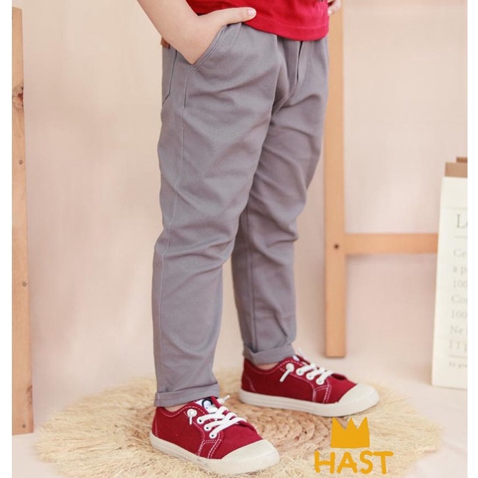 Celana Chino Anak Panjang 6 Warna/Bawahan Anak Terlaris 1-9 Tahun/Celana Anak Bisa COD/ HASTSTORE-ABU TUA PJG