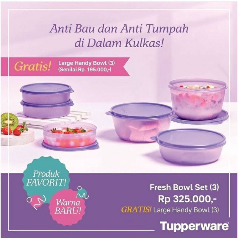 fresh bowl set tupperware - toples - mangkok tuppy (6 pcs)
