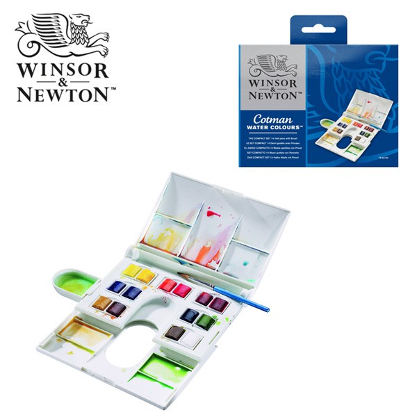 

Winsor & Newton Cotman Watercolours Compact Set - 14 Half Pans + Brush