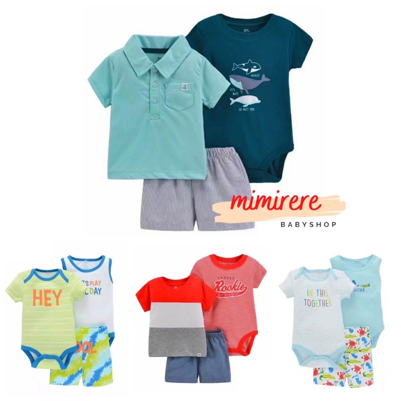 3in1 set boy celana pendek | Setelan jumper shirt celana pendek (2)