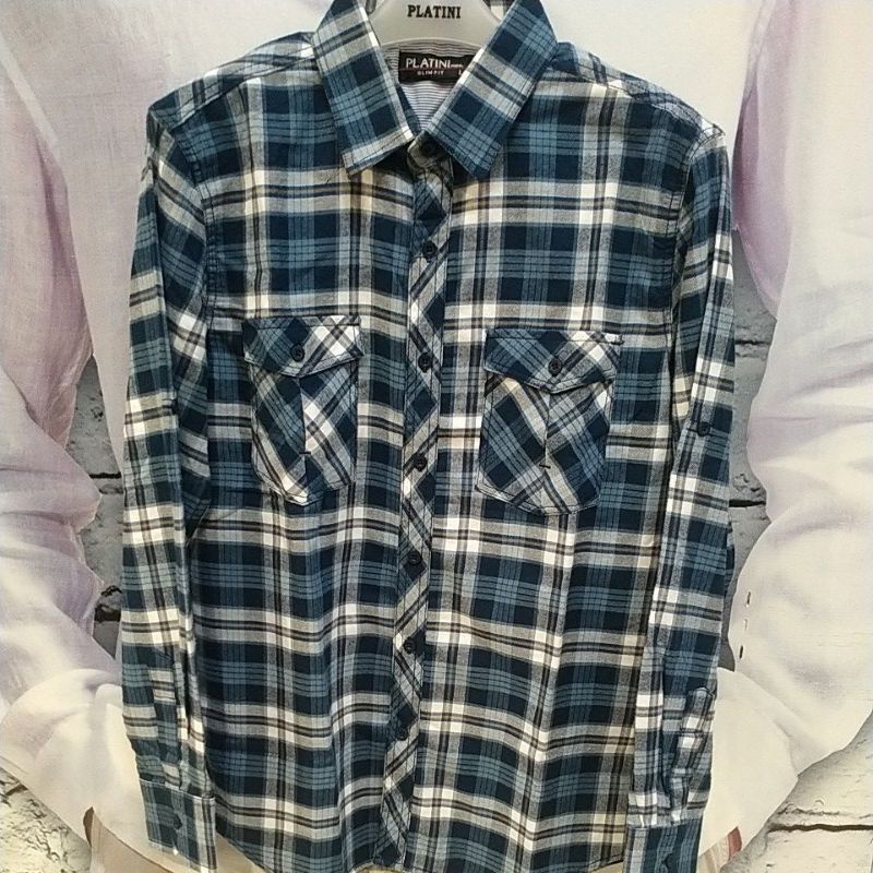 KEMEJA PRIA FLANEL/ PLATINI ORIGINAL 100%