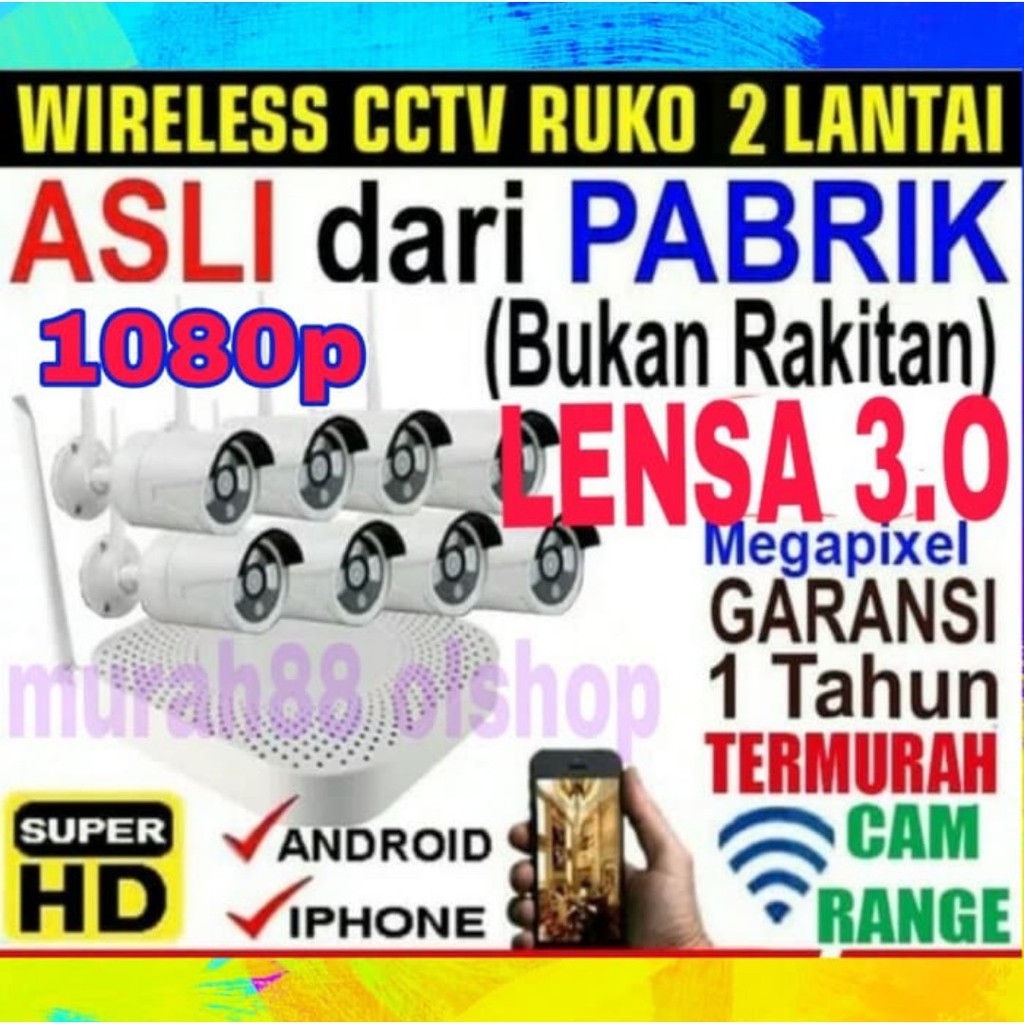 paket cctv wireless 8ch 6cam hdd pilih dikolom variasi