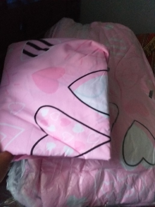 (5kg)sprei+bedcover Homemade Motif Heart Beat/love Pink/katun Star